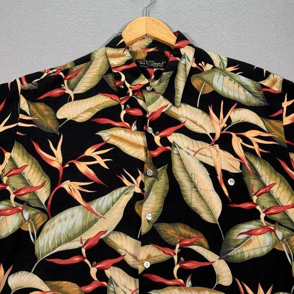 Vintage Tori Richard Shirt Mens Large Black Abstract Hawaiian Floral Surf Beach‎ - Picture 3 of 10